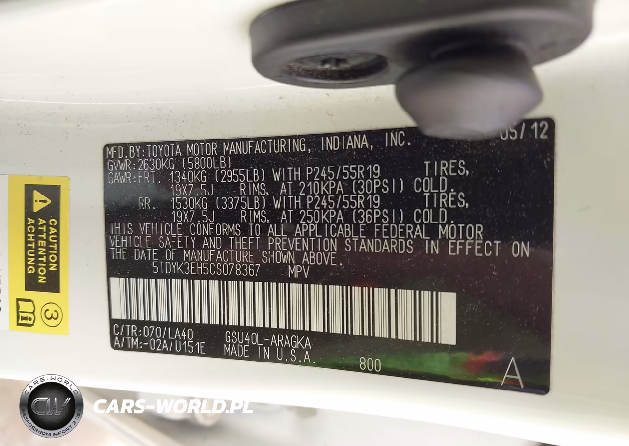 2012 Toyota Highlander Limited V6 VIN:5TDYK3EH5CS078367 - 9