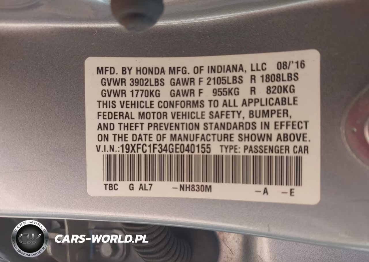 2016 Honda Civic Ex-T VIN:19XFC1F34GE040155 - 9