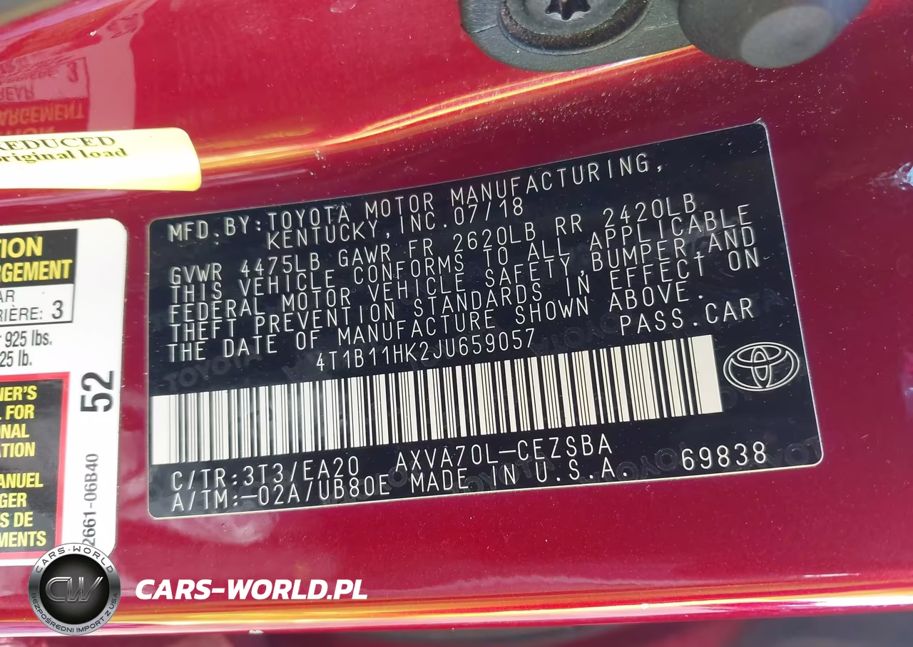 2018 Toyota Camry Se VIN:4T1B11HK2JU659057 - 9