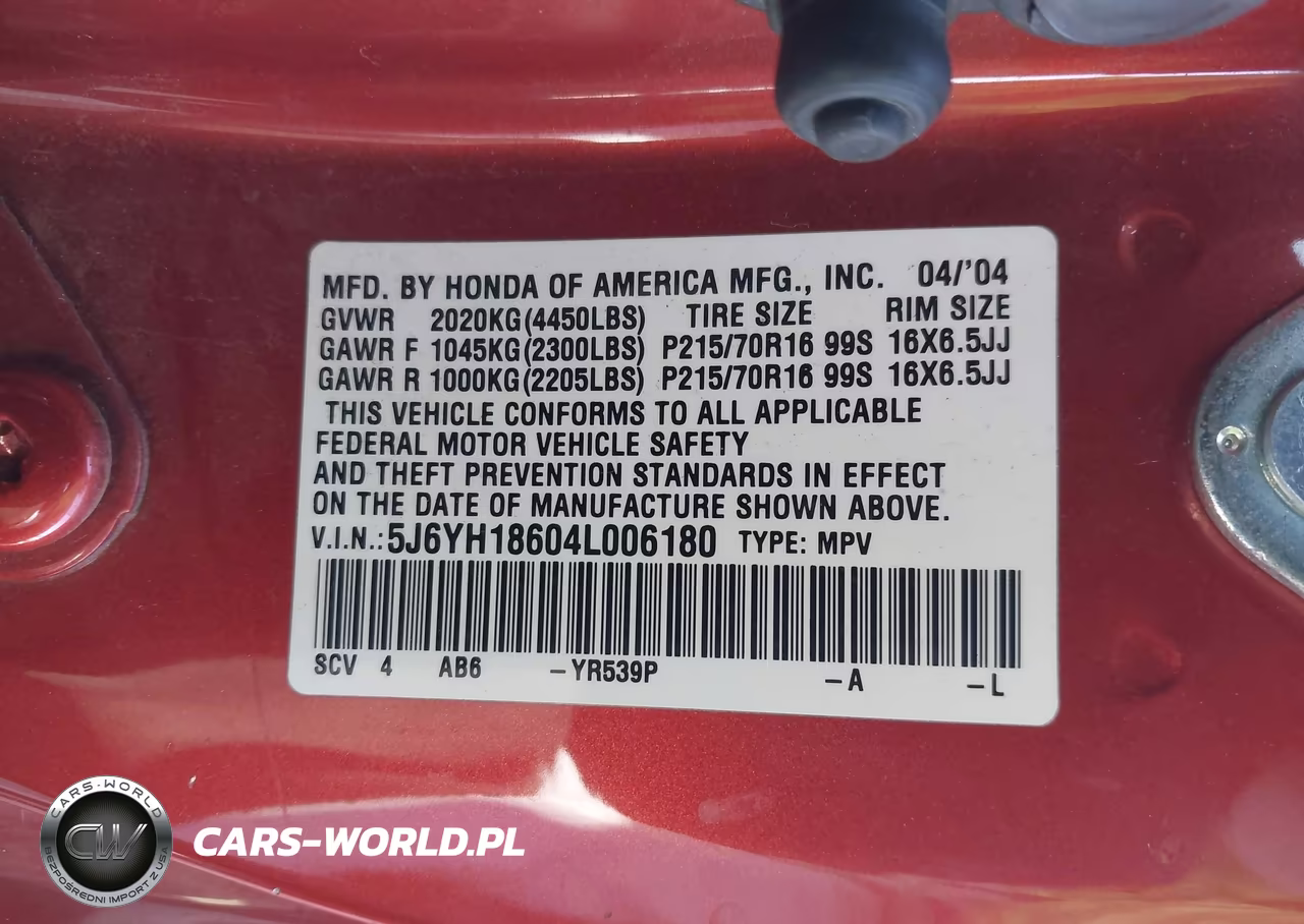 2004 Honda Element Ex VIN:5J6YH18604L006180 - 9