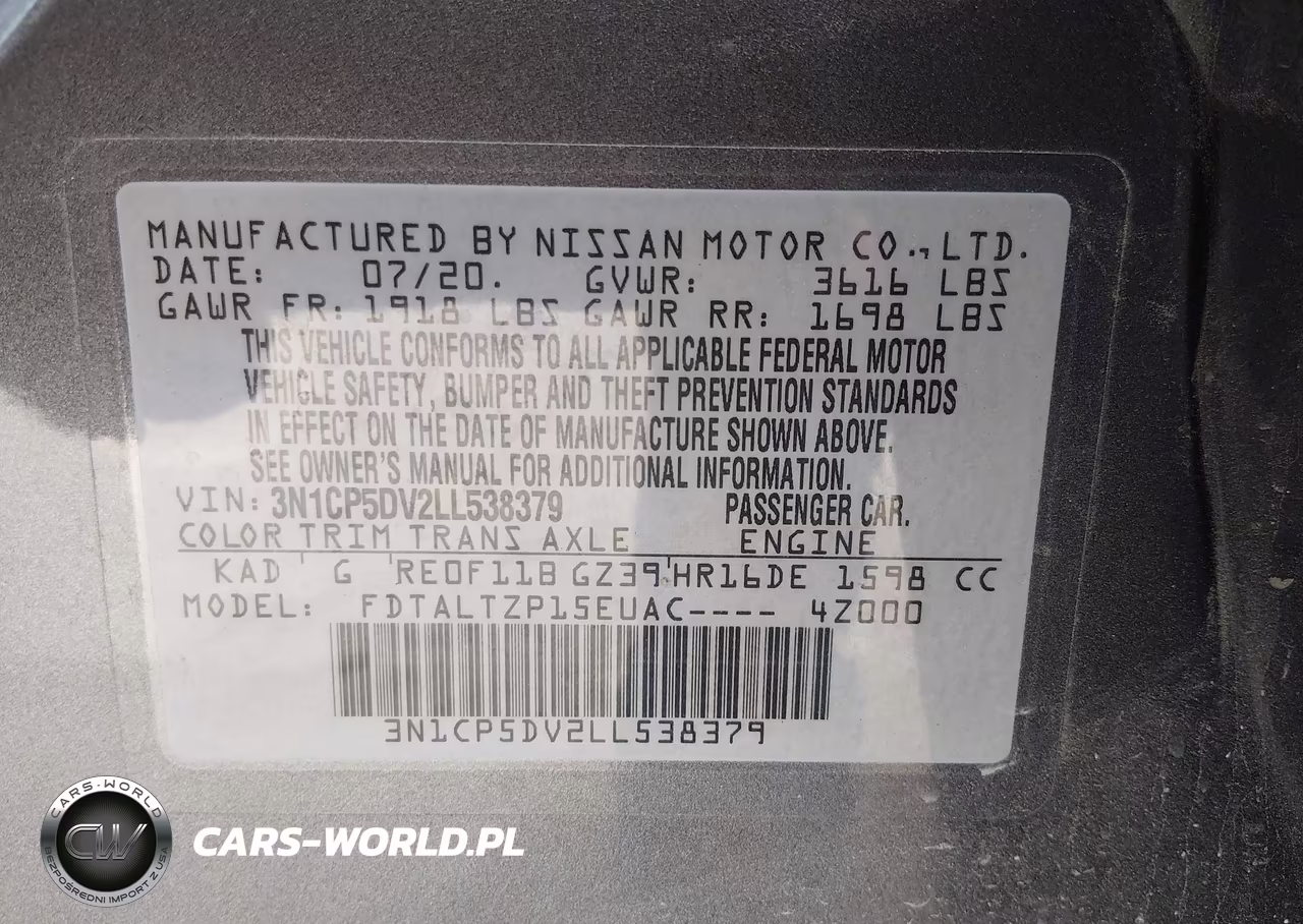 2020 Nissan Kicks Sr Xtronic Cvt VIN:3N1CP5DV2LL538379 - 9