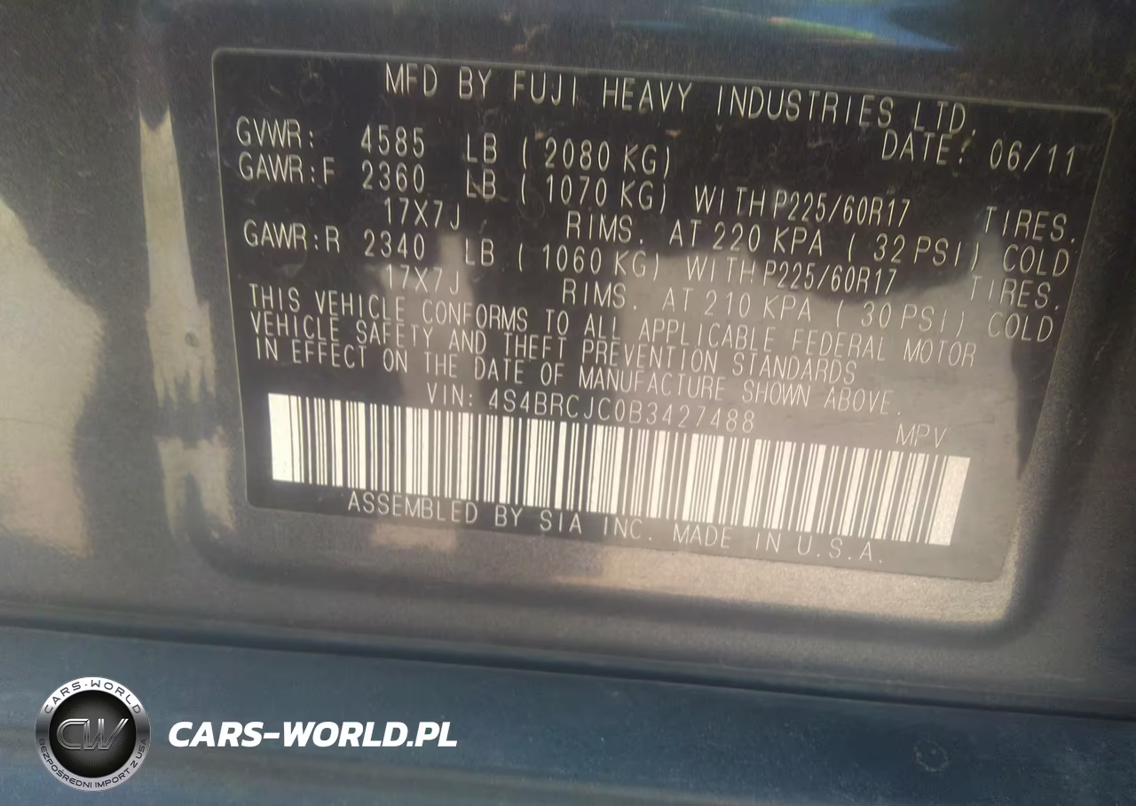 2011 Subaru Outback 2.5I Limited VIN:4S4BRCJC0B3427488 - 9