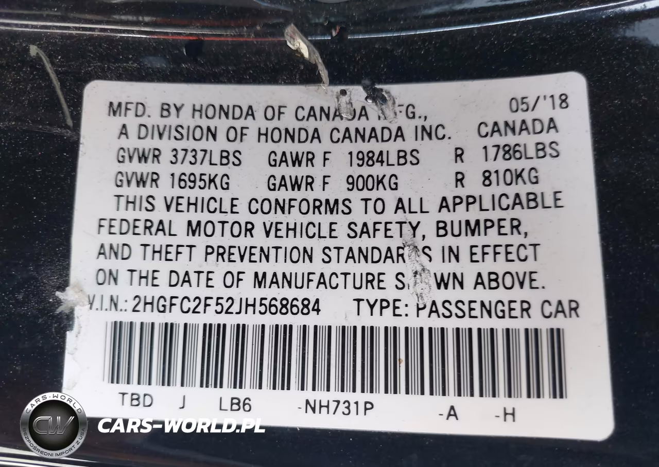 2018 Honda Civic Lx VIN:2HGFC2F52JH568684 - 9