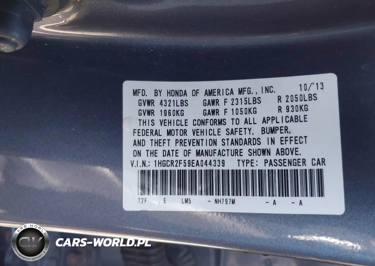 2014 Honda Accord Sport VIN:1HGCR2F59EA044339 - 9