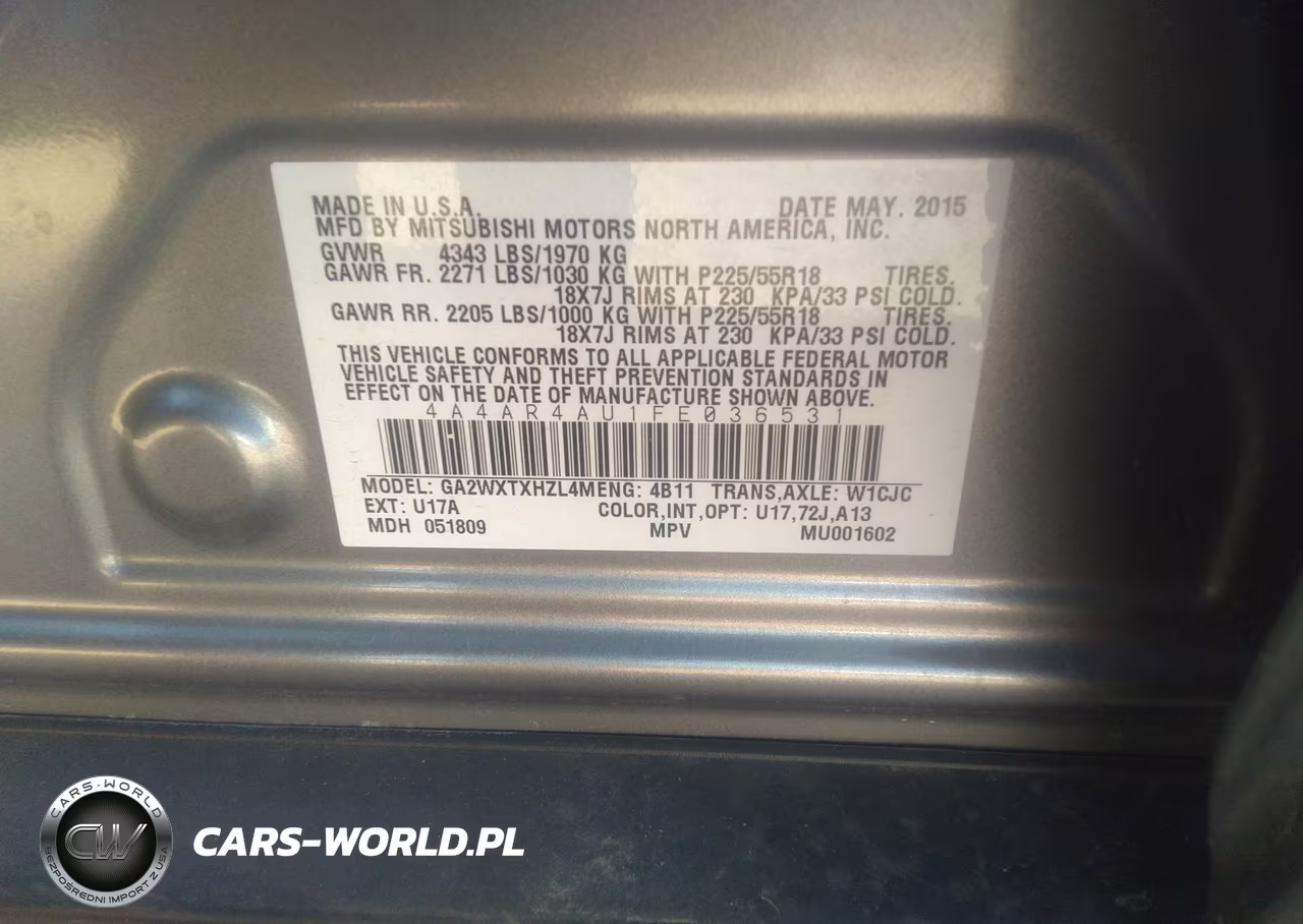 2015 Mitsubishi Outlander Sport Se VIN:4A4AR4AU1FE036531 - 9