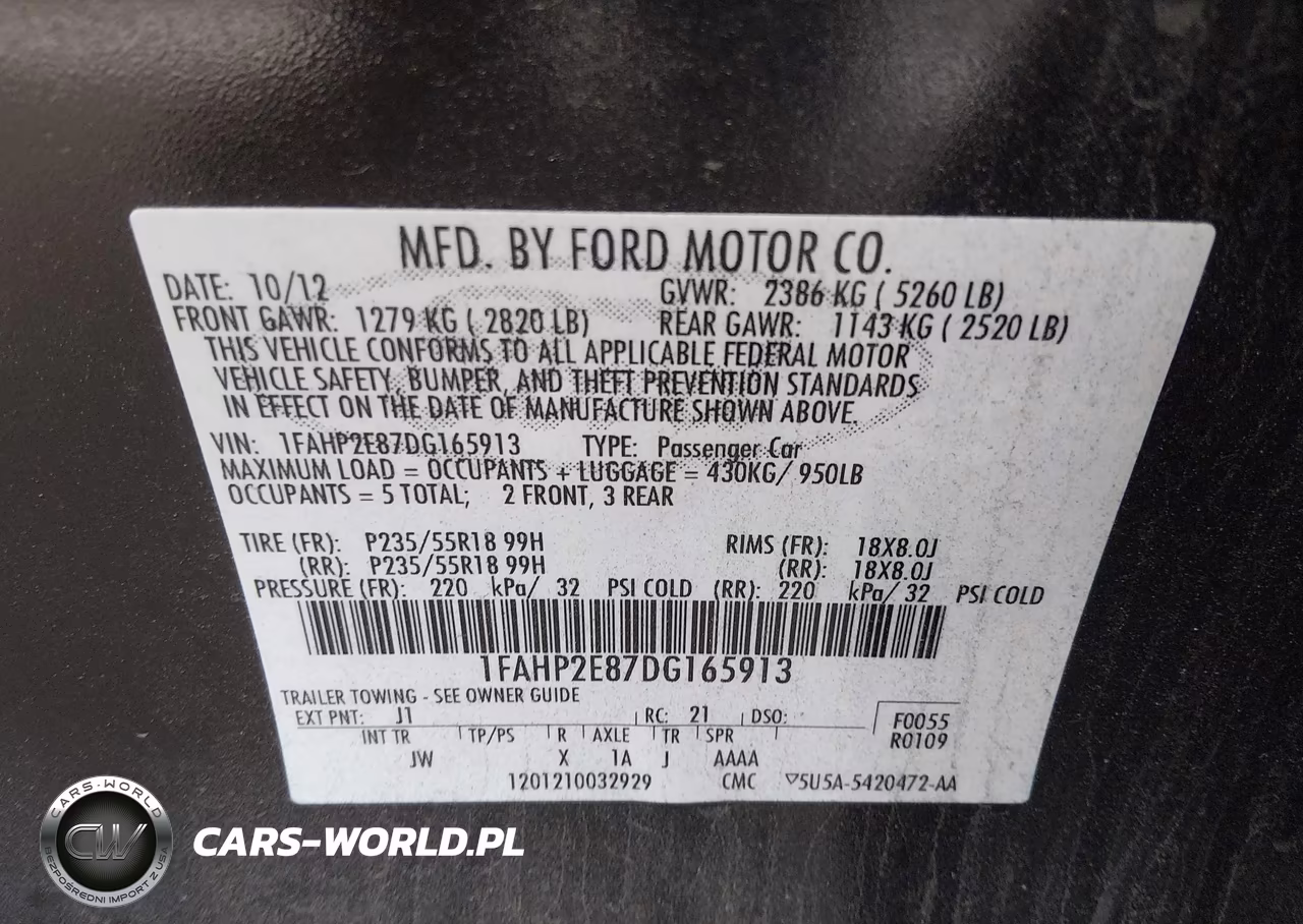 2013 Ford Taurus Sel VIN:1FAHP2E87DG165913 - 9