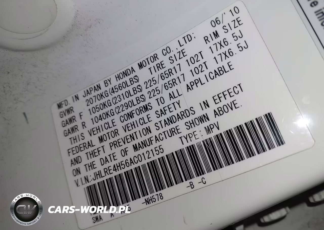 2010 Honda Cr-V Ex VIN:JHLRE4H56AC012155 - 9
