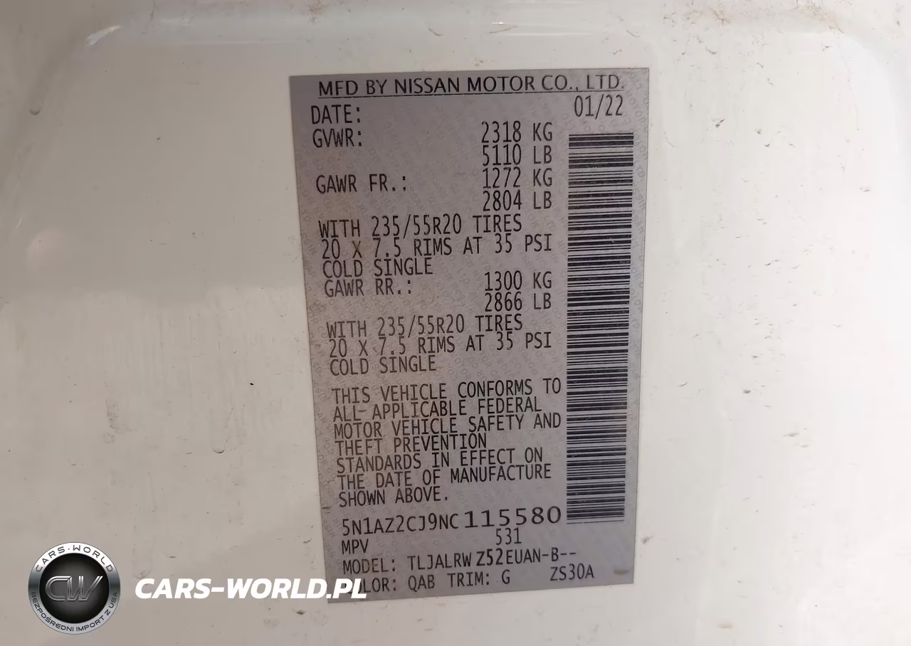 2022 Nissan Murano Sl Fwd VIN:5N1AZ2CJ9NC115580 - 9