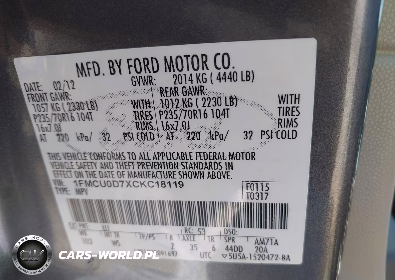 2012 Ford Escape Xlt VIN:1FMCU0D7XCKC18119 - 9