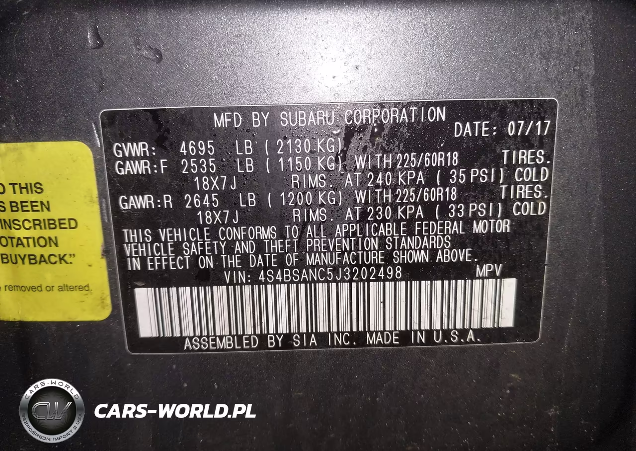 2018 Subaru Outback 2.5I Limited VIN:4S4BSANC5J3202498 - 9