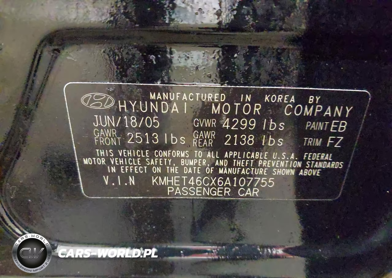 2006 Hyundai Sonata Gl VIN:KMHET46CX6A107755 - 9