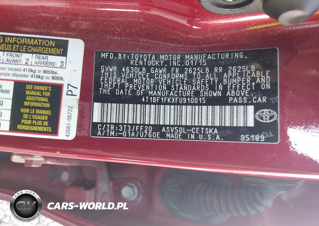 2015 Toyota Camry Se VIN:4T1BF1FKXFU910015 - 9