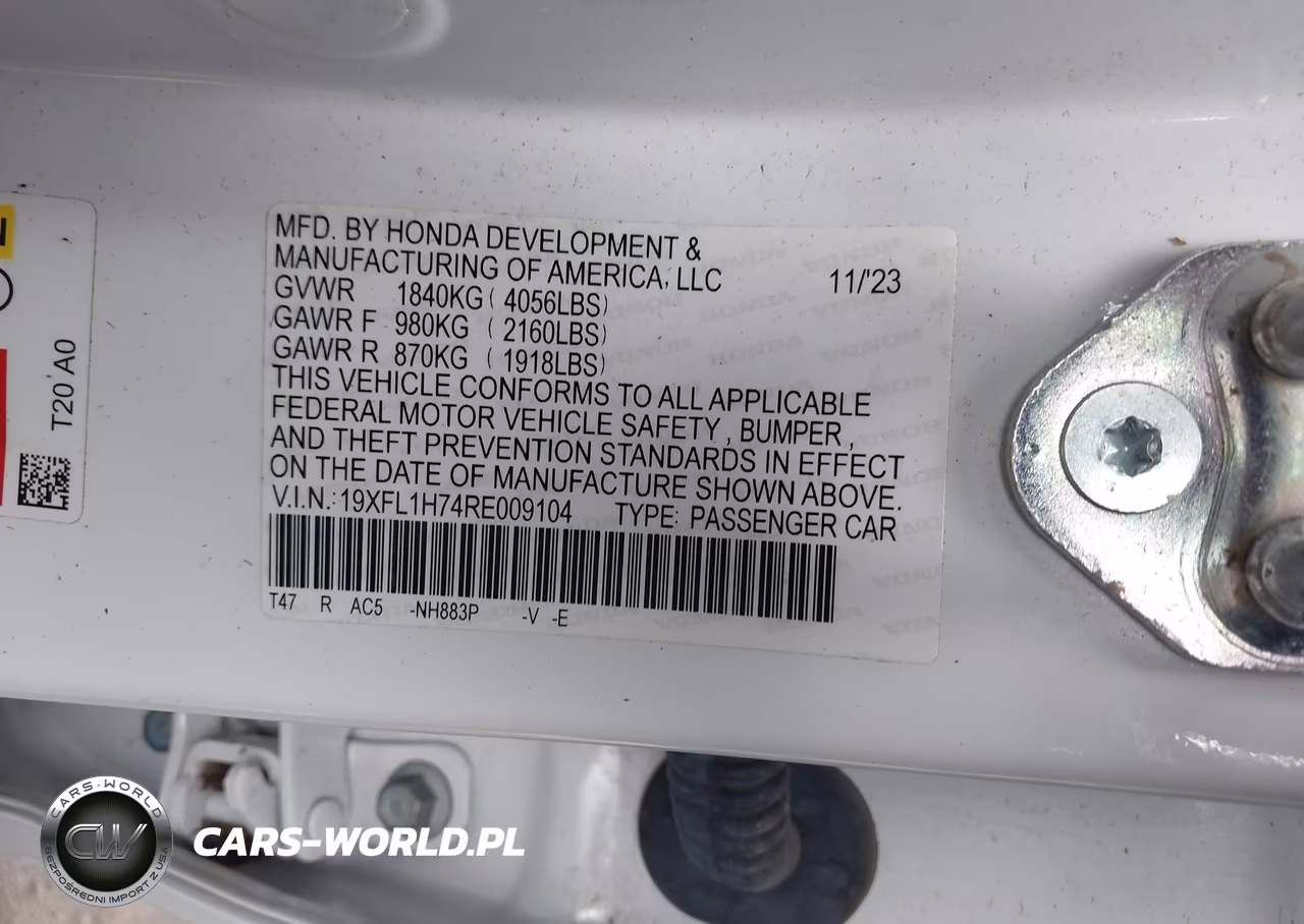 2024 Honda Civic Ex-L VIN:19XFL1H74RE009104 - 9