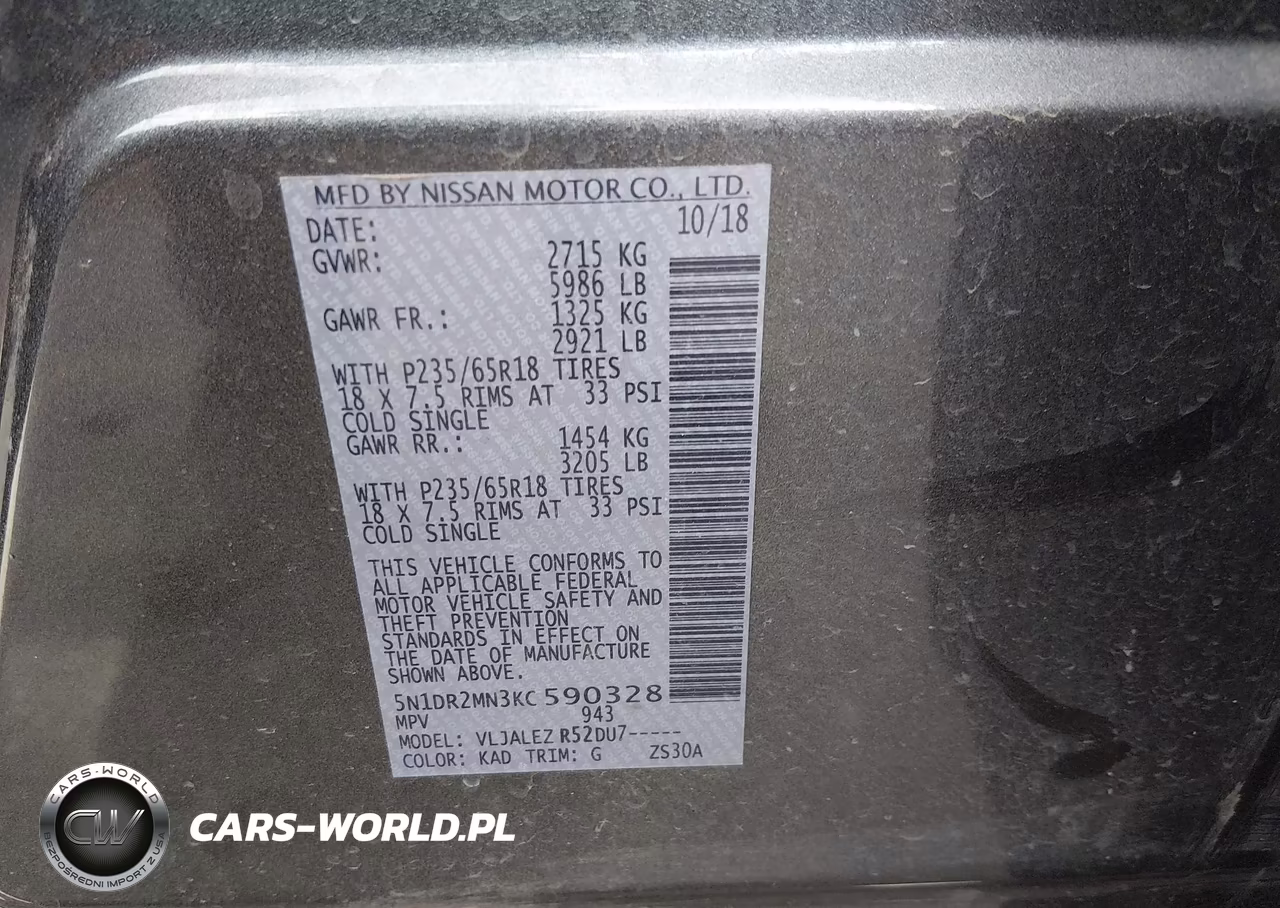 2019 Nissan Pathfinder Sv VIN:5N1DR2MN3KC590328 - 9