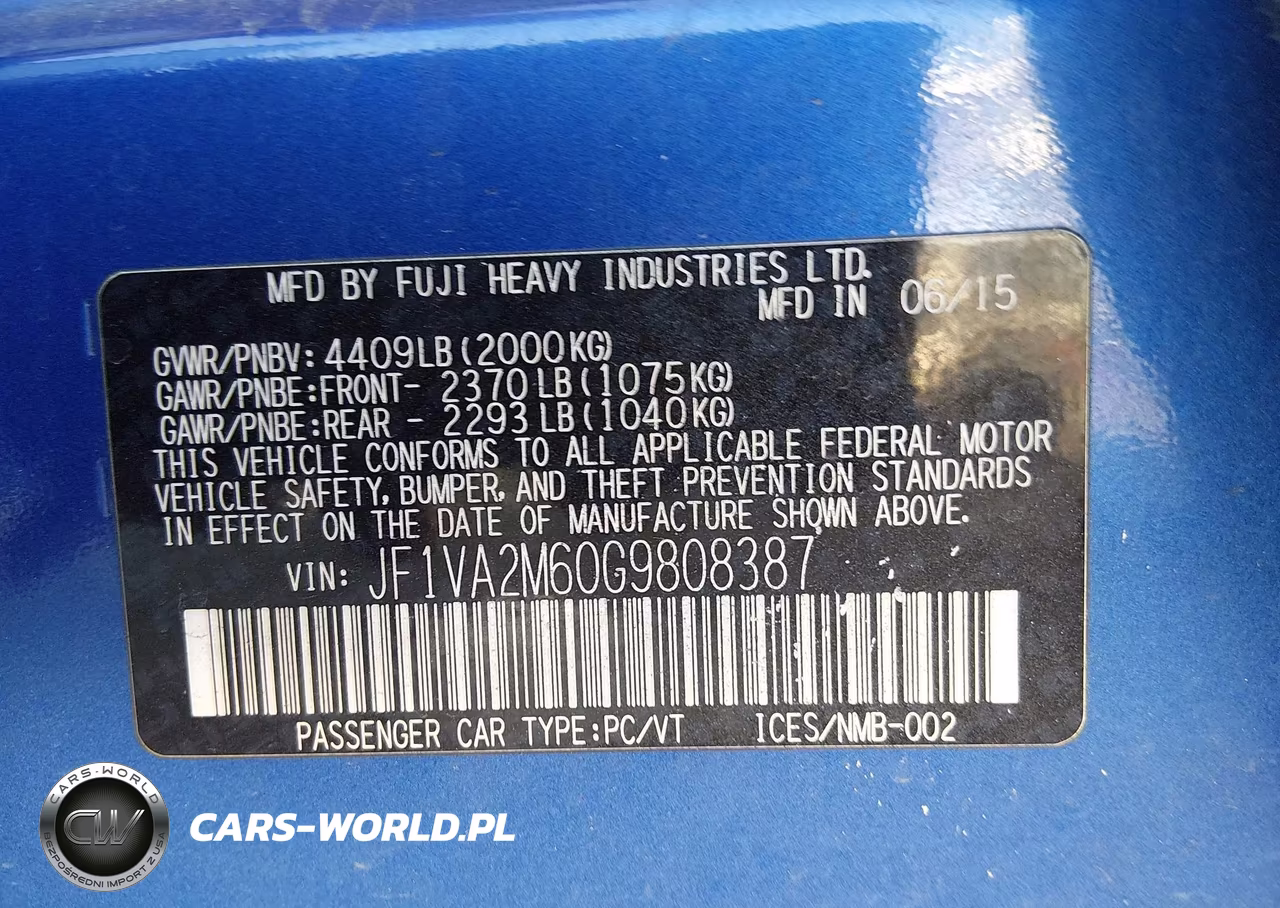 2016 Subaru Wrx Sti VIN:JF1VA2M60G9808387 - 9