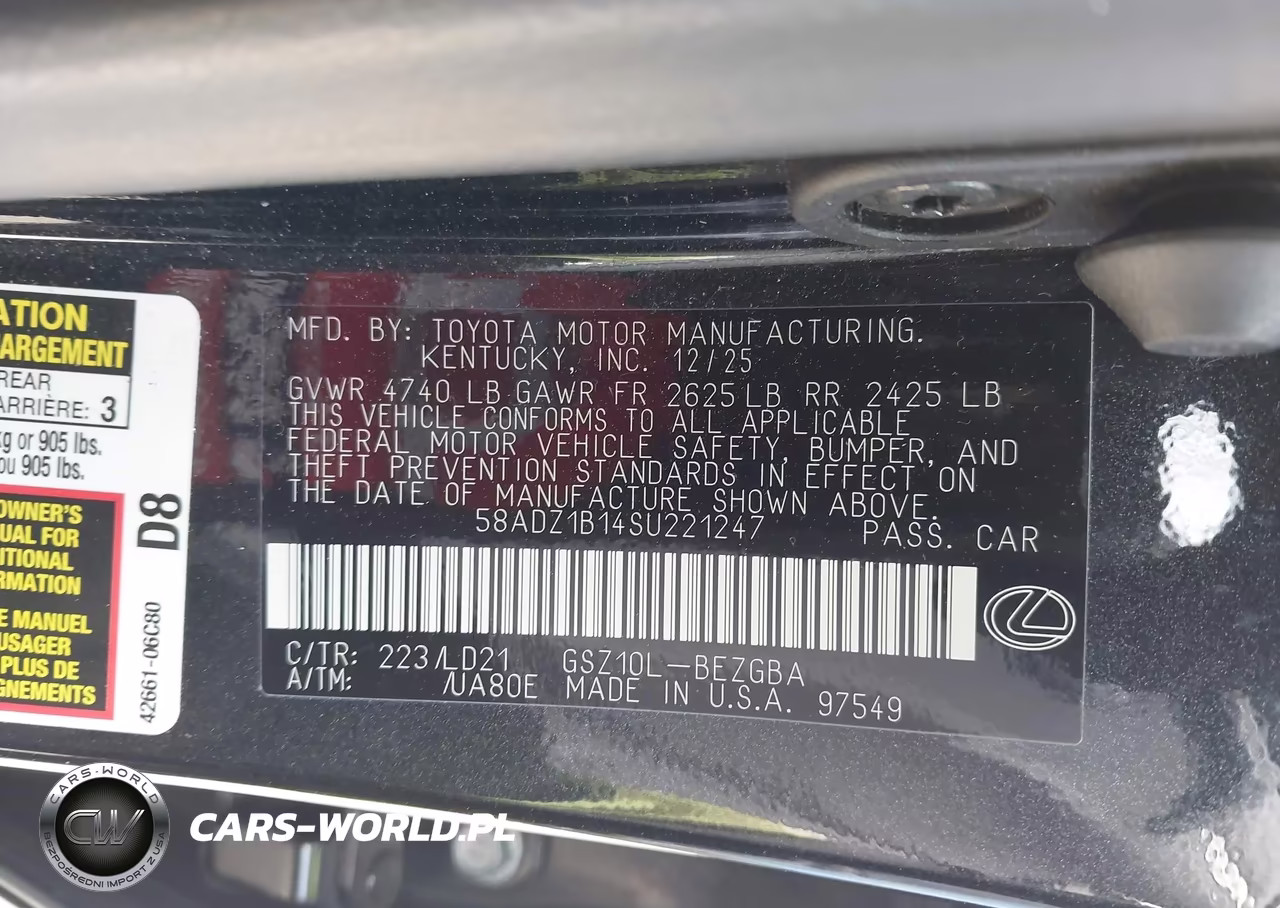 2025 Lexus Es 350 VIN:58ADZ1B14SU221247 - 9