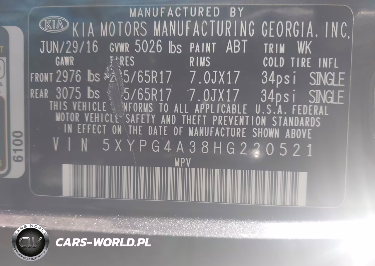 2017 Kia Sorento 2.4L Lx VIN:5XYPG4A38HG220521 - 9