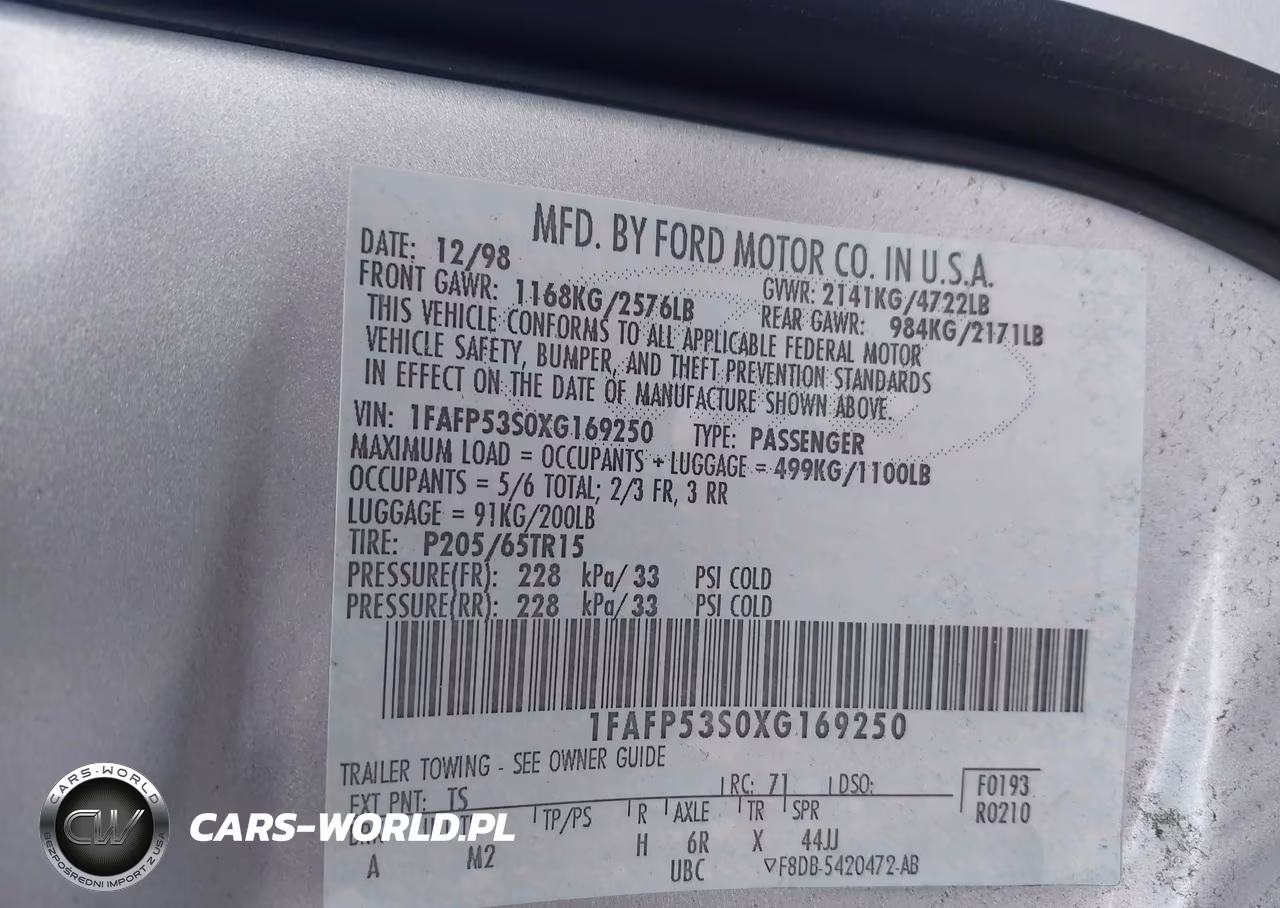 1999 Ford Taurus Se-Se-Ne VIN:1FAFP53S0XG169250 - 9
