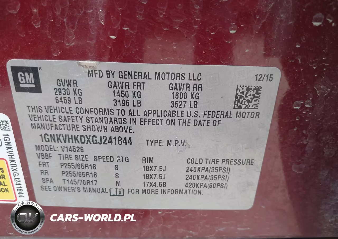 2016 Chevrolet Traverse 2Lt VIN:1GNKVHKDXGJ241844 - 9