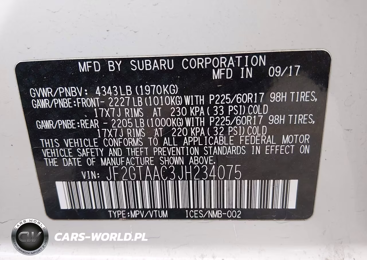 2018 Subaru Crosstrek 2.0I VIN:JF2GTAAC3JH234075 - 9