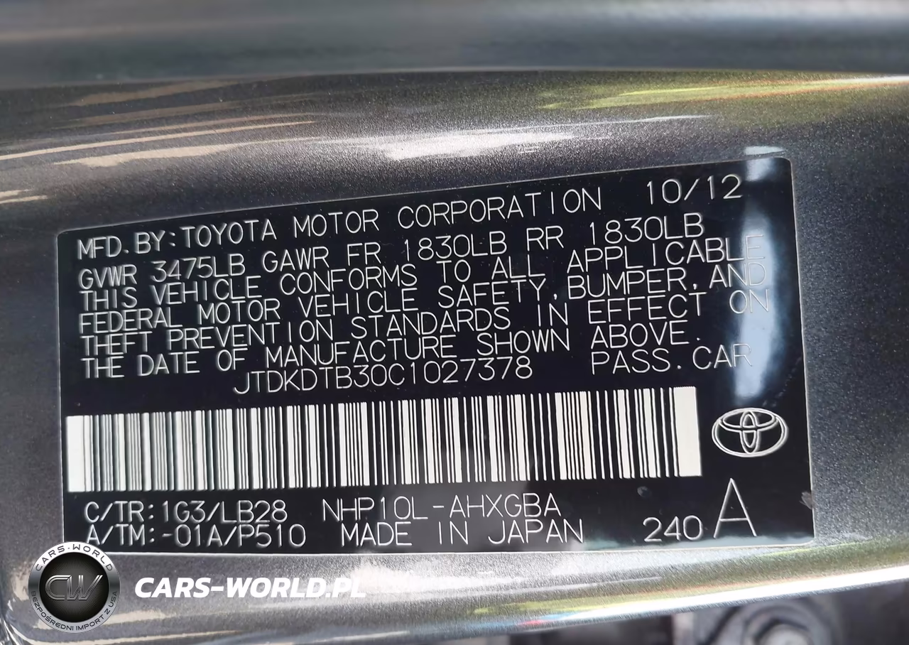 2012 Toyota Prius C Four VIN:JTDKDTB30C1027378 - 9
