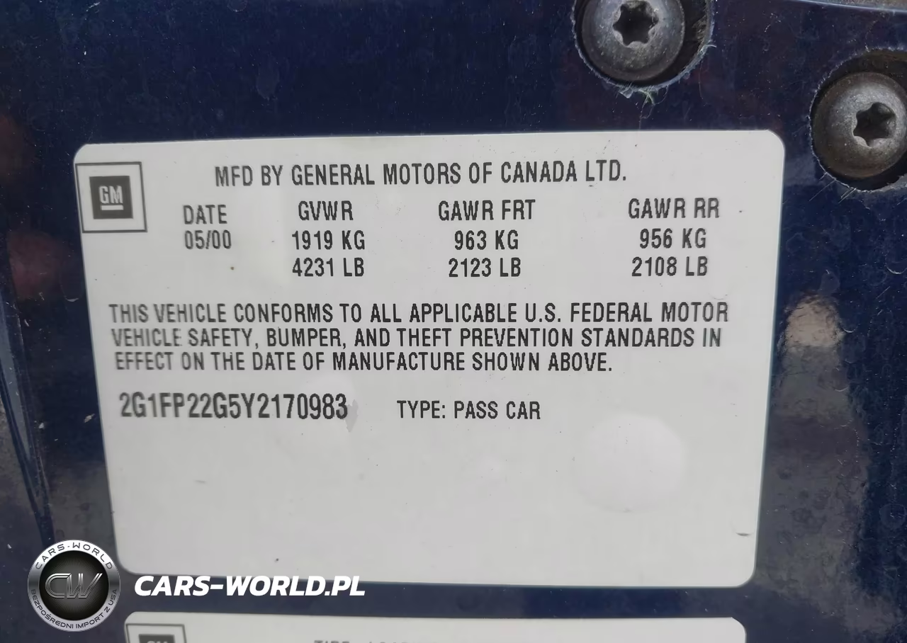2000 Chevrolet Camaro Z28 VIN:2G1FP22G5Y2170983 - 9