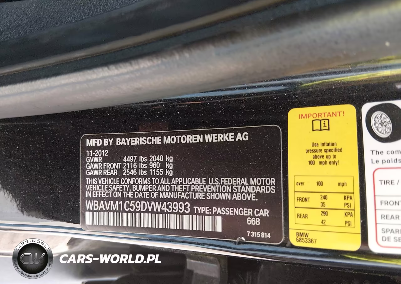2013 BMW X1 Sdrive28I VIN:WBAVM1C59DVW43993 - 9