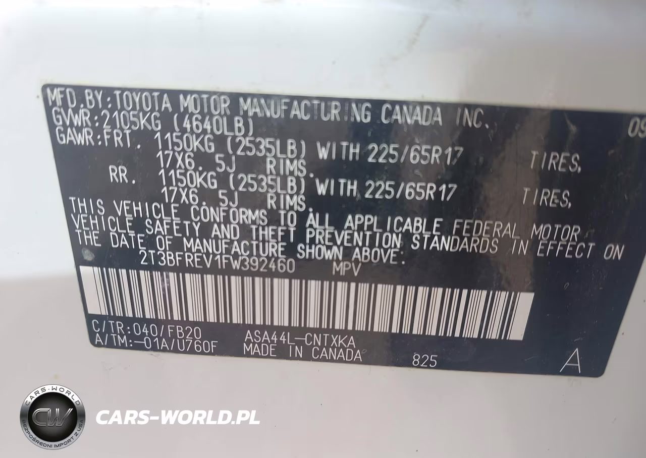 2015 Toyota Rav4 Le VIN:2T3BFREV1FW392460 - 8