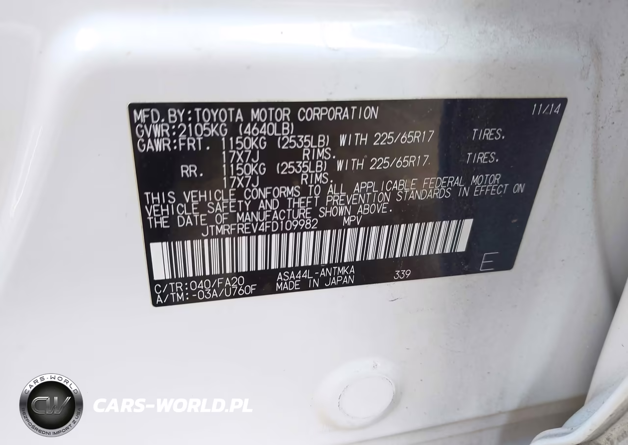 2015 Toyota Rav4 Xle VIN:JTMRFREV4FD109982 - 9