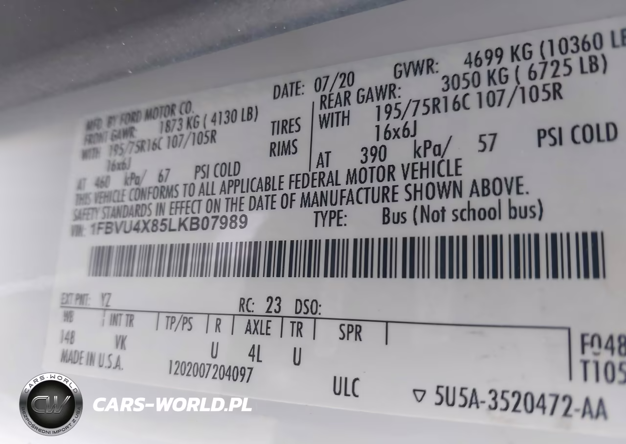 2020 Ford Transit-350 Passenger Van Xl VIN:1FBVU4X85LKB07989 - 9