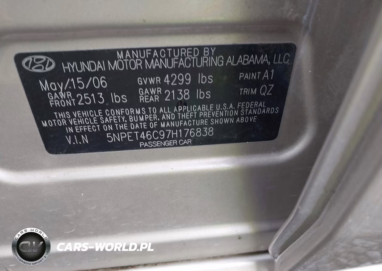 2007 Hyundai Sonata Gls VIN:5NPET46C97H176838 - 9