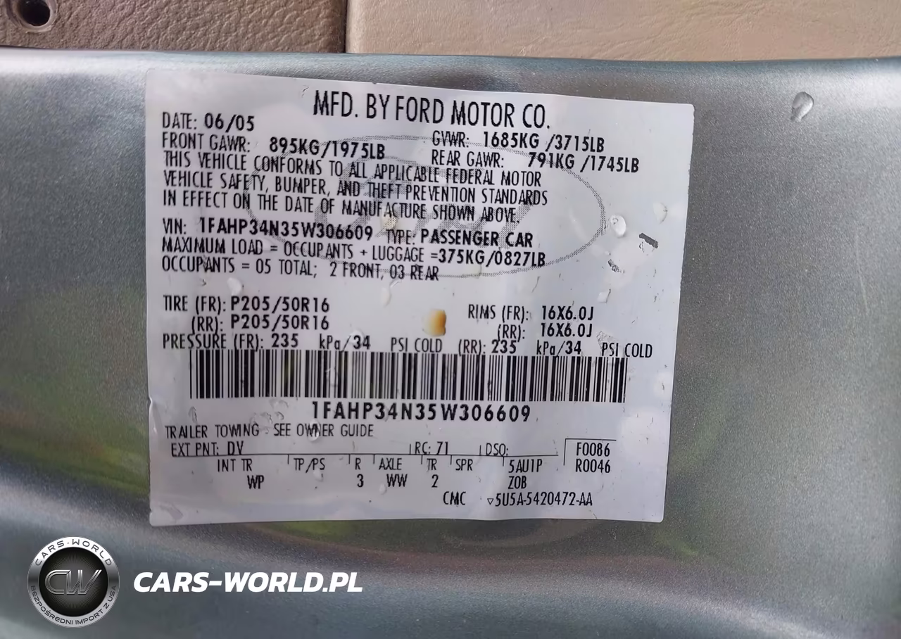 2005 Ford Focus Zx4 VIN:1FAHP34N35W306609 - 9