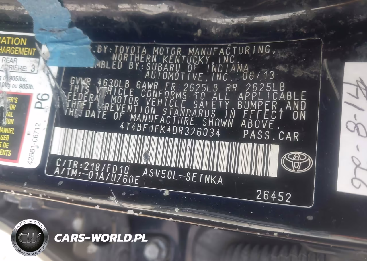 2013 Toyota Camry Le VIN:4T4BF1FK4DR326034 - 9