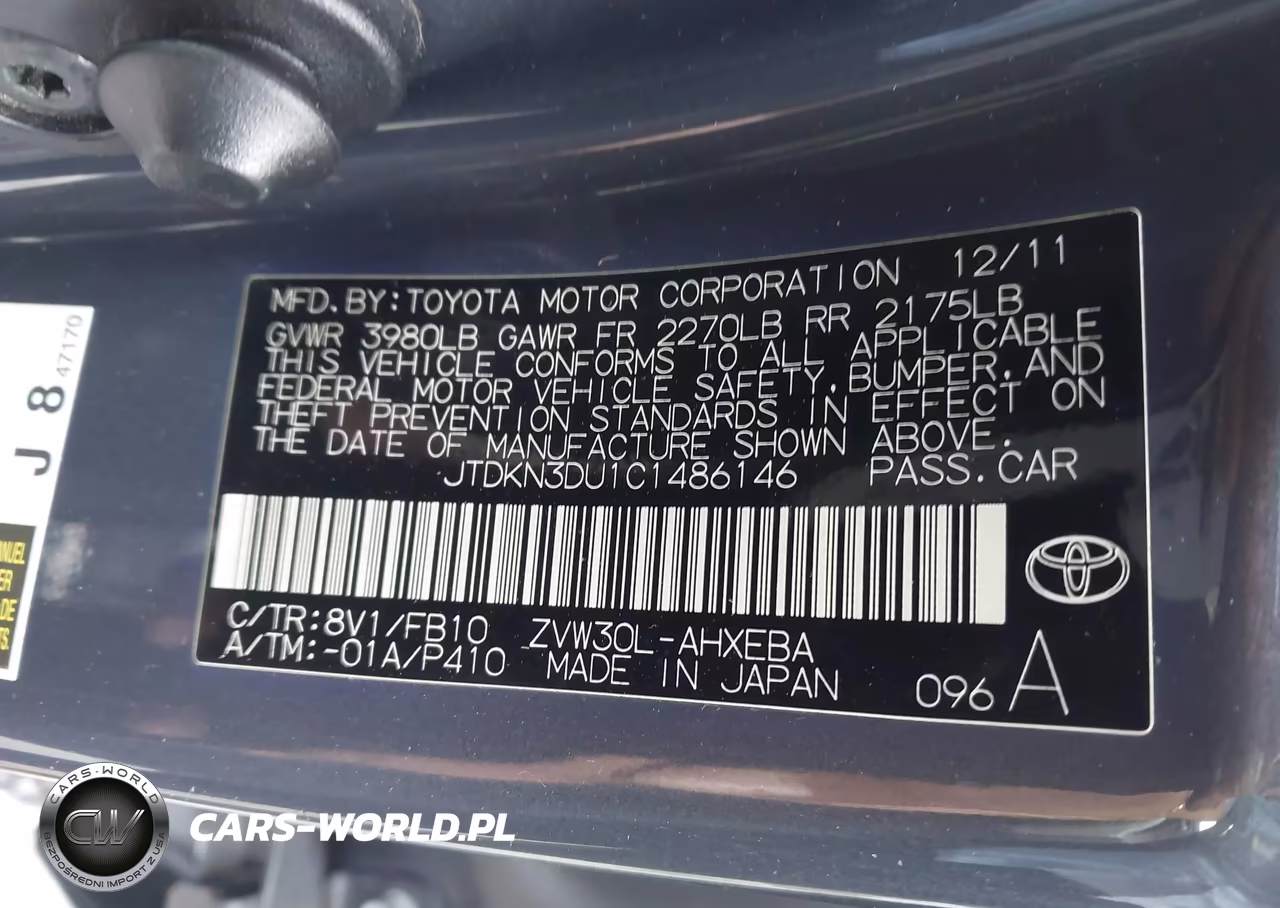 2012 Toyota Prius Two VIN:JTDKN3DU1C1486146 - 9