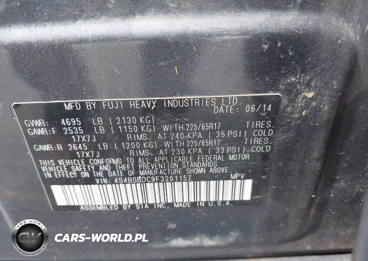 2015 Subaru Outback 2.5I Premium VIN:4S4BSBDC9F3201157 - 9