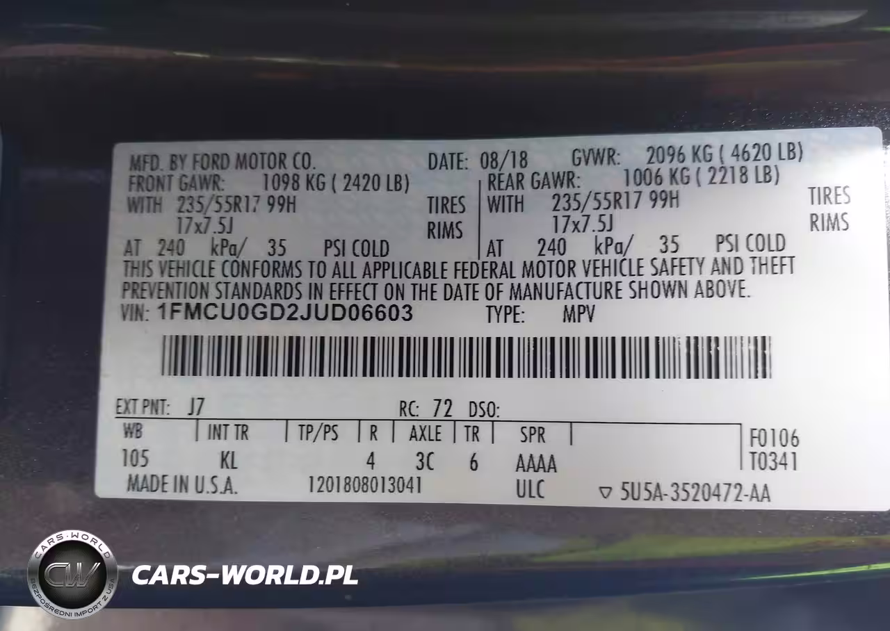 2018 Ford Escape Se VIN:1FMCU0GD2JUD06603 - 9