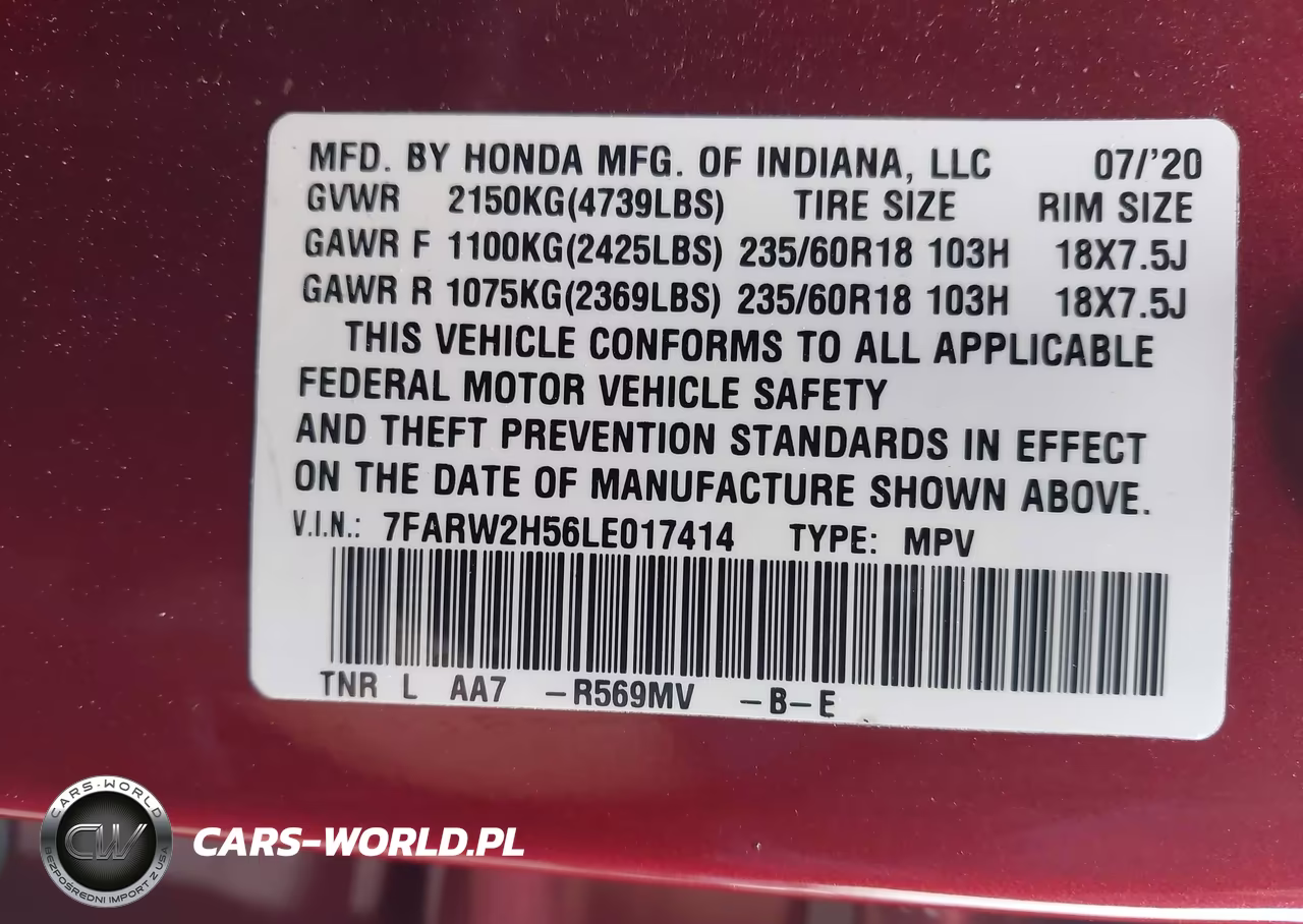 2020 Honda Cr-V Awd Ex VIN:7FARW2H56LE017414 - 9