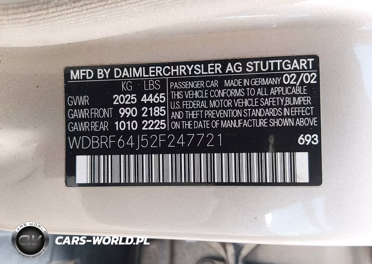 2002 Mercedes-Benz C 320 VIN:WDBRF64J52F247721 - 9