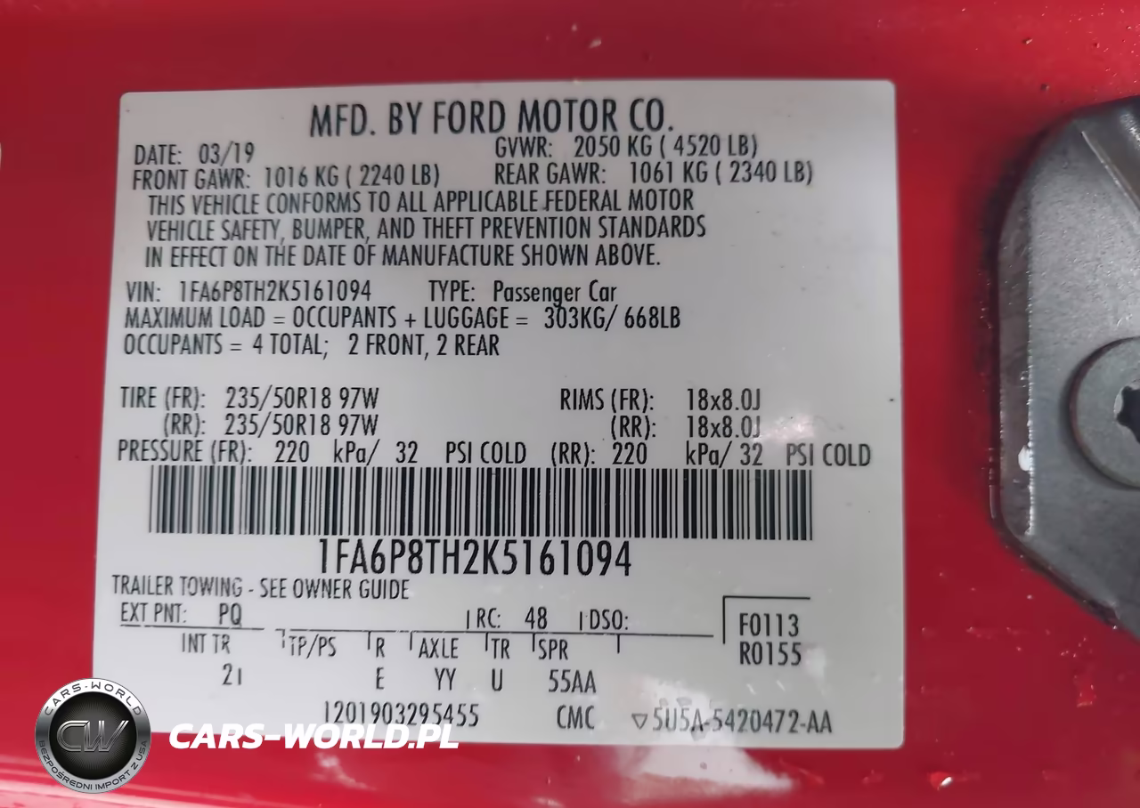 2019 Ford Mustang Ecoboost VIN:1FA6P8TH2K5161094 - 9