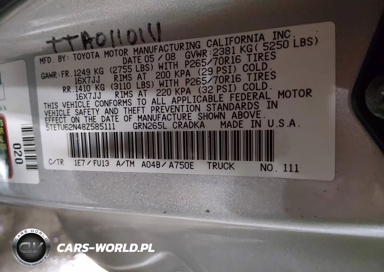 2008 Toyota Tacoma Prerunner V6 VIN:5TETU62N48Z585111 - 9