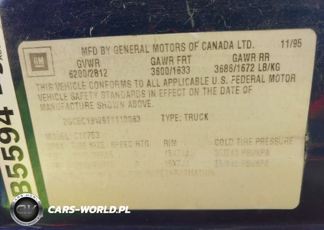 1996 Chevrolet Gmt-400 C1500 VIN:2GCEC19W9T1110063 - 9
