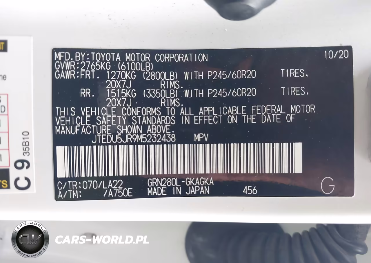 2021 Toyota 4Runner Limited VIN:JTEDU5JR9M5232438 - 9