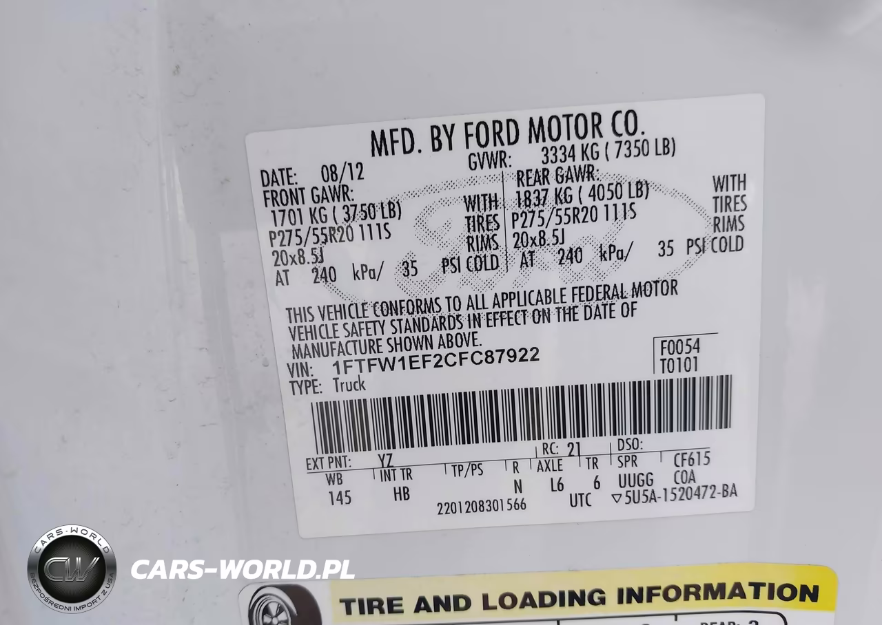 2012 Ford F-150 Lariat VIN:1FTFW1EF2CFC87922 - 9