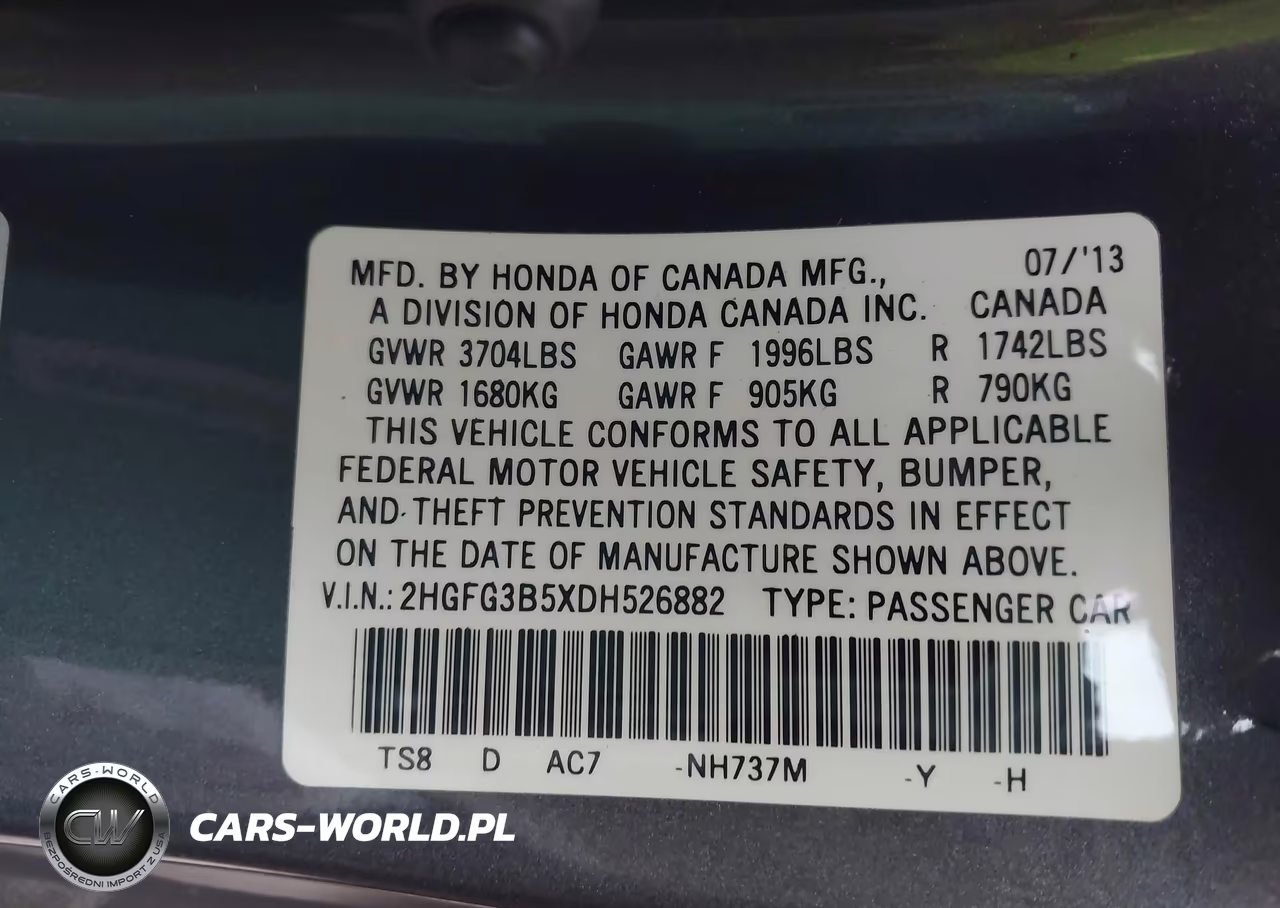 2013 Honda Civic Lx VIN:2HGFG3B5XDH526882 - 9