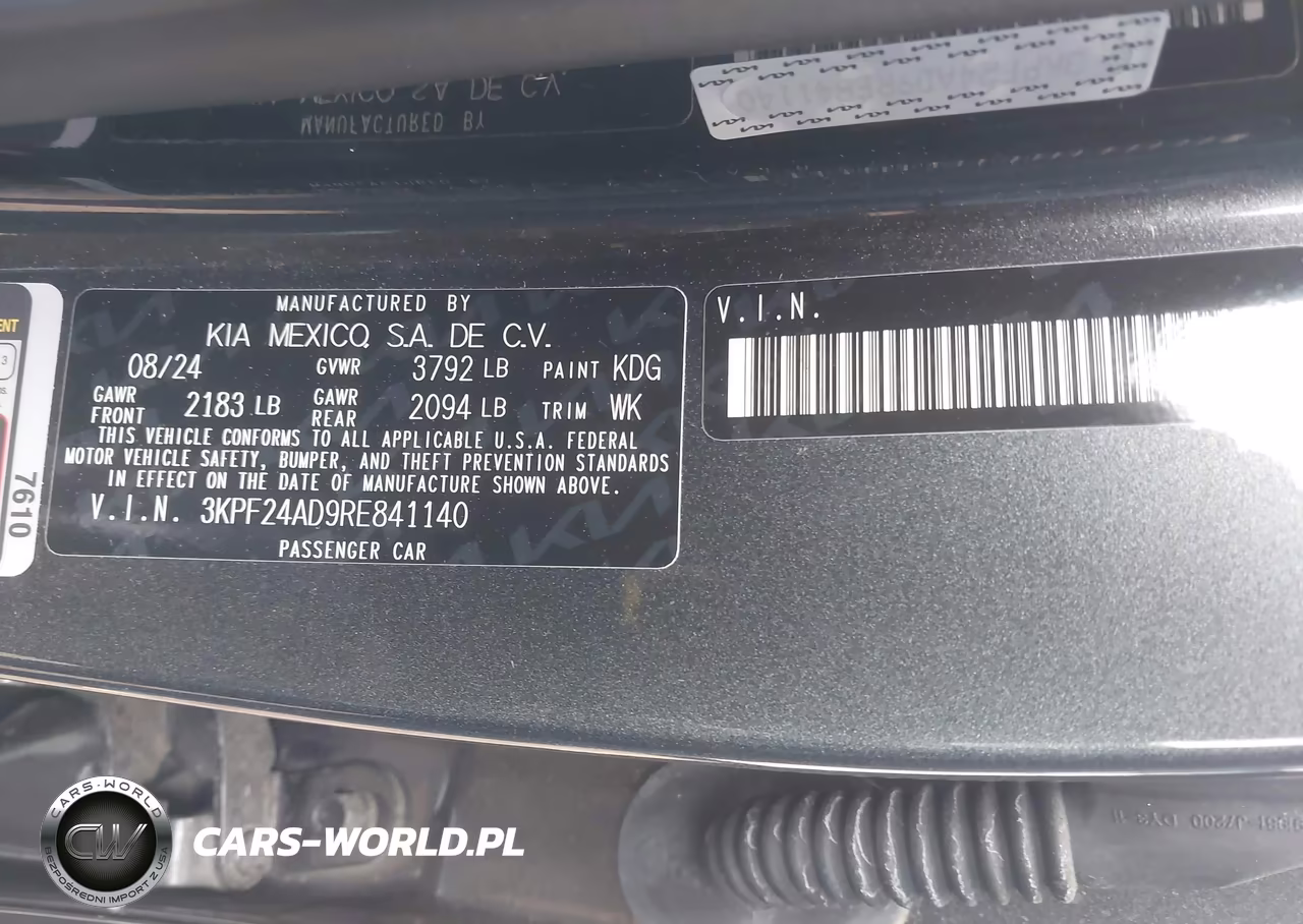 2024 Kia Forte Lxs VIN:3KPF24AD9RE841140 - 9