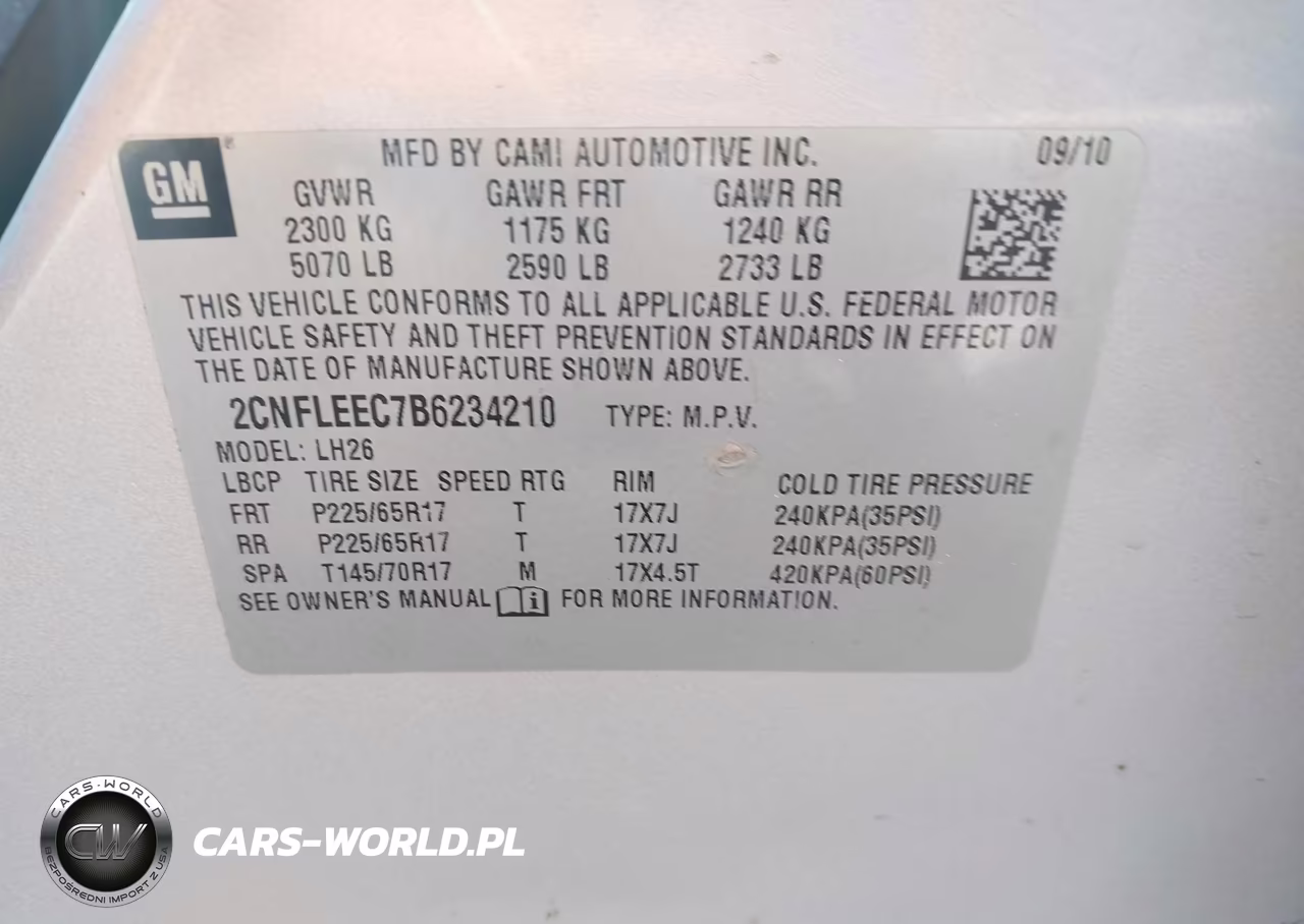 2011 Chevrolet Equinox 1Lt VIN:2CNFLEEC7B6234210 - 9
