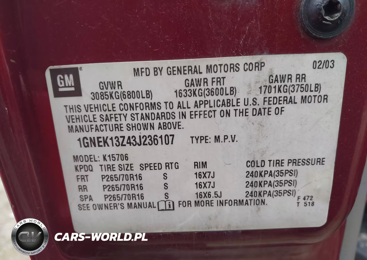 2003 Chevrolet Tahoe Ls VIN:1GNEK13Z43J236107 - 9