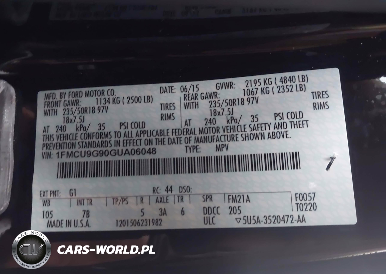 2016 Ford Escape Se VIN:1FMCU9G90GUA06048 - 9