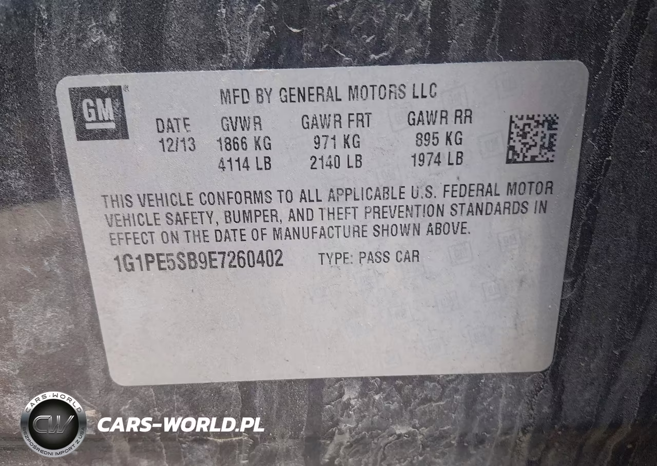 2014 Chevrolet Cruze 2Lt Auto VIN:1G1PE5SB9E7260402 - 9