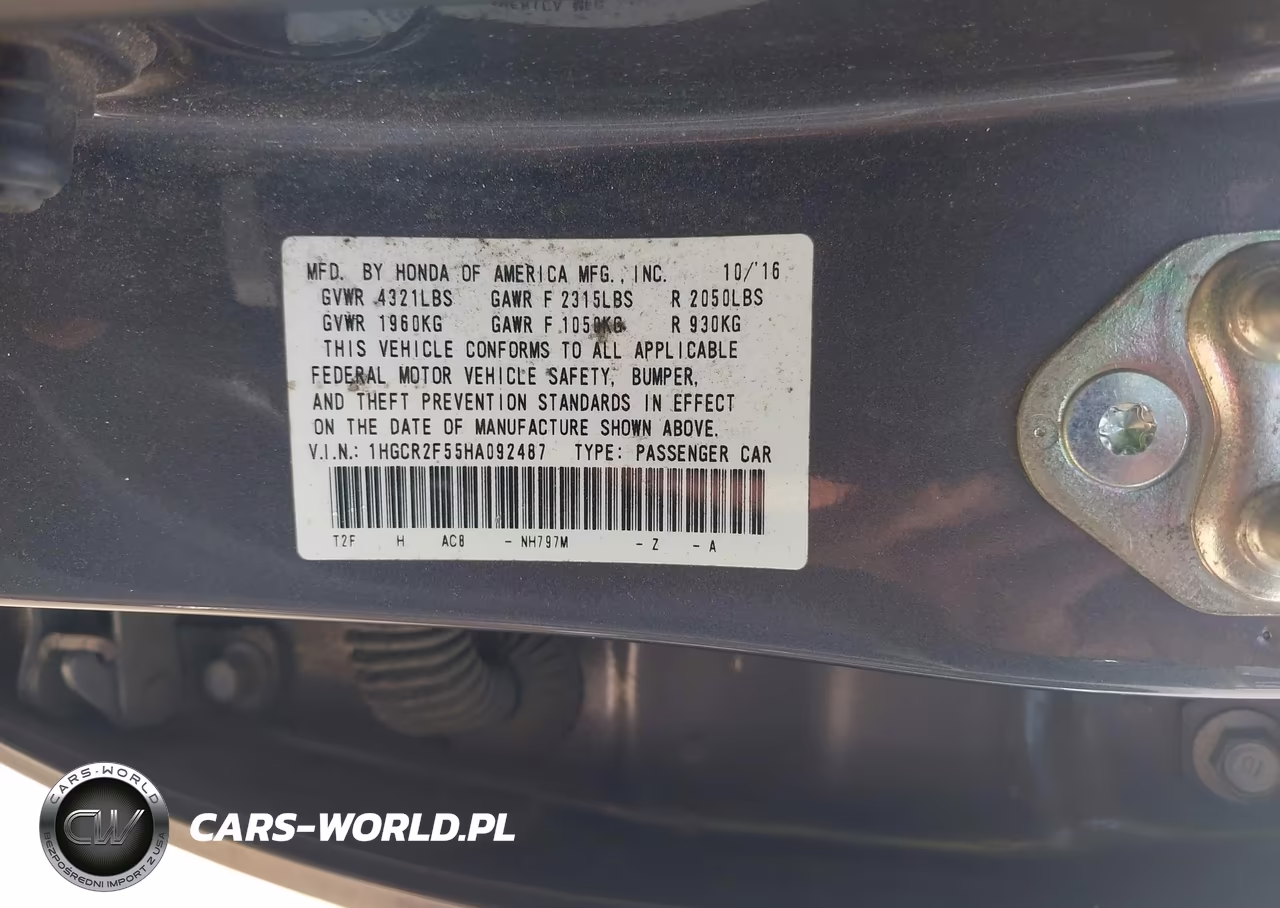 2017 Honda Accord Sport VIN:1HGCR2F55HA092487 - 9